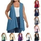 thumbnail image 1 of Chaqueta para mujer,Chaleco tipo cárdigan de talla grande, blusa sin mangas con bolsillos, poliéster, ropa informal para mujer, sopatenor, 1 of 8