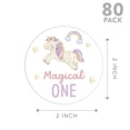 thumbnail image 5 of Koyal Wholesale 2" Birthday Unicorn Round Cupcake Toppers DIY, Magical One Pastel Unicorn Theme for Party Decor, 20-Pk, 5 of 5