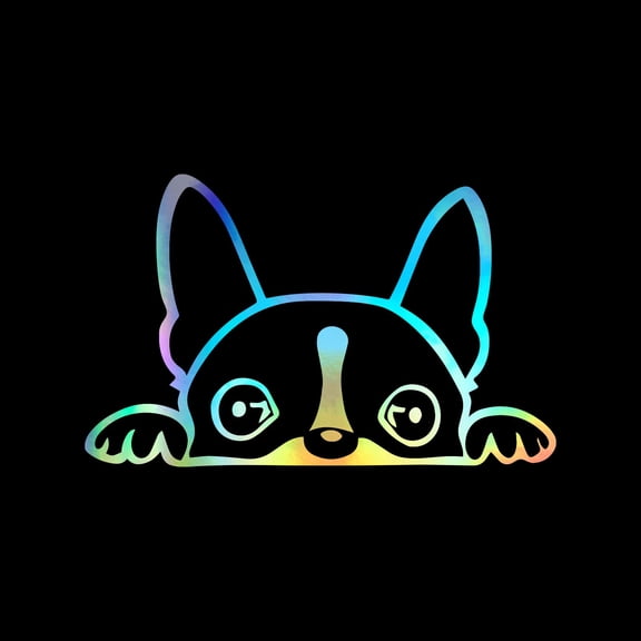Car Decal Peeking Boston Terrier 6 Inch Professional Sticker for Truck, Car, Tumbler, Cup, Laptop, Decor, Locker, Table, Window Cute Dogs