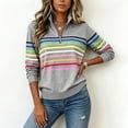 thumbnail image 5 of Zxlsdmn Women's 1/4 Zip Sweatshirt Comfy Stand Collar Pullover Tops Fashion Striped Long Sleeve Sweatshirts Lightweight Fall Winter Going Out Clothes Gray S, 5 of 7