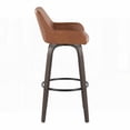 thumbnail image 5 of Set of 2 Contemporary 30" Barstools with Walnut Glazed Wood & Camel Faux Leather - Swivel & Black Metal Footrest, 5 of 5