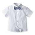 thumbnail image 3 of vdgthytj Toddler Baby Boy Formal Short Set Summer Outfit Kids Short Sleeve Bowtie Shirt Suspender Shorts Suit, 3 of 8