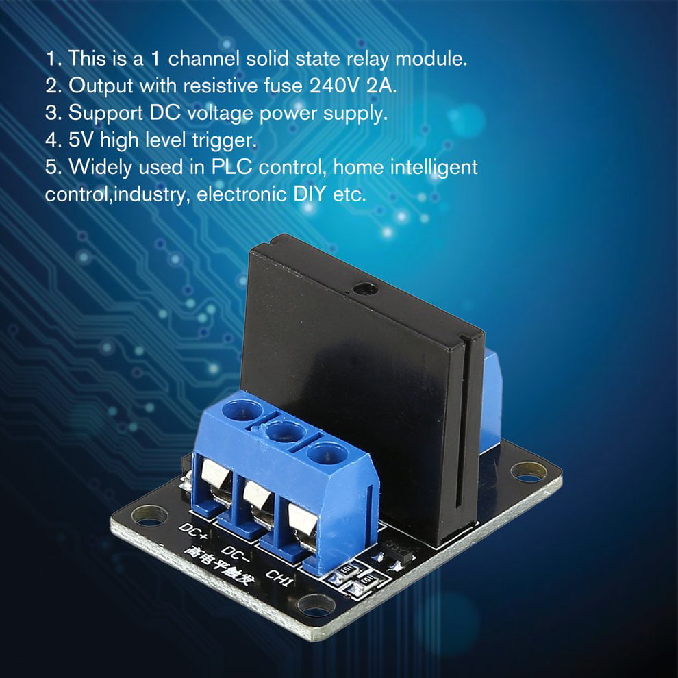 Low-level Trigger Solid State Relay Module Fuse Black Board DC 1-8 Way Black