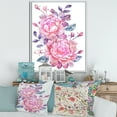 thumbnail image 2 of Designart 'Pink Retro Flowers With Blue Leaves On White' Traditional Framed Canvas Wall Art Print, 2 of 5