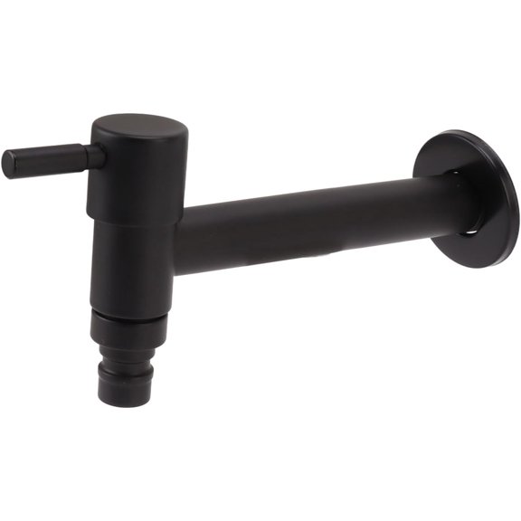 HUGFEGWE Garden Bathroom Faucet Single Cold Water Tap 304 Stainless Steel Black Wall Mounted (for Washing Machine) U2536-25685