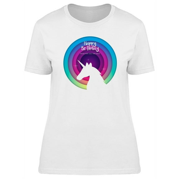 Happy Birthday White Unicorn T-Shirt Women -Image by Shutterstock, Female Large
