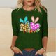 thumbnail image 4 of Camisetas Casuales de las Mujeres Impresas 3/4 Manga Cuello Redondo Blusa, Moda Ligera Superior para el Hogar Y el Uso Diario, Cómoda Imitación de la Tela Del Estante, 4 of 6