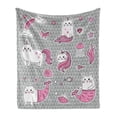thumbnail image 1 of Unicorn Cat Soft Flannel Fleece Throw Blanket, Cat Unicorn and Mermaid Fishes Bubbles Hearts Underwater Theme, Cozy Plush for Indoor and Outdoor Use, 60" x 80", Grey Pale Pink White, by Ambesonne, 1 of 6