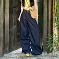 thumbnail image 5 of Women's Barrel Jeans Casual High Waisted Stretchy Wide Leg Pants Baggy Denim Pants Blue L, 5 of 6