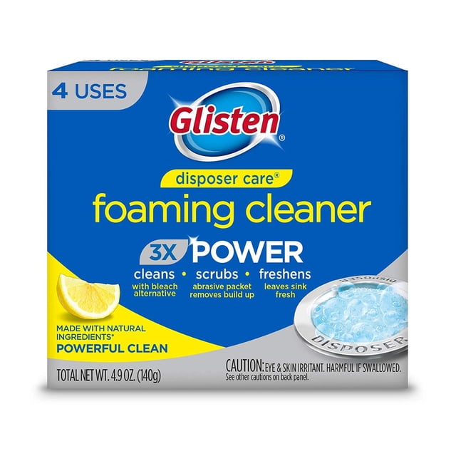 Limpiador espumoso para triturador de basura Glisten, limón, 4 usos
