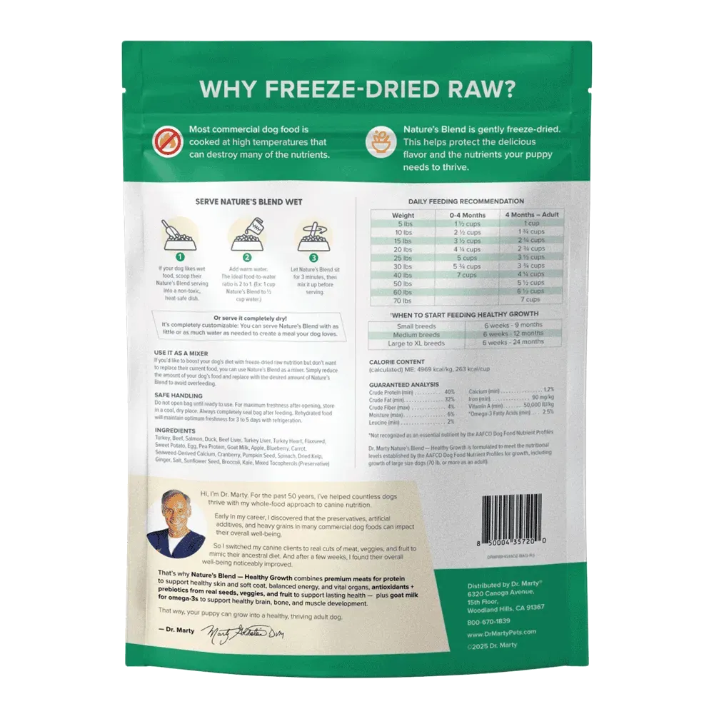 Dr. Marty Nature's Blend Healthy Growth Freeze Dried Raw Food for Puppies, 80-oz
