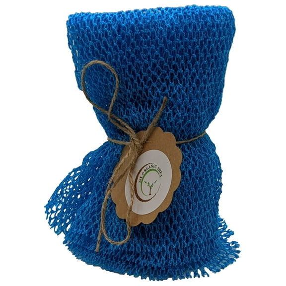 Exfoliating 100% Nylon African Bath Sponge 70", Mesh Shower Sponge, Back Scrubber, Teal Blue - My Organic Shea