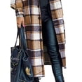 thumbnail image 4 of DYMADE Women Long Sleeve Loose Buttons Plaid Woolen Long Coat, 4 of 4