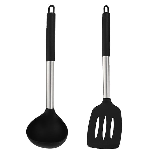 Juego de utensilios de cocina de silicona de 2 piezas, utensilios de cocina antiadherentes, mango de acero inoxidable, resistente al calor Namotu CPB-US-YYM843-5