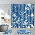 thumbnail image 2 of 4 Pcs Bathroom Decor Set Blue Shower Curtain 70x70 Inches Absorbent Non-Slip Bath Mats Toilet Lid Cover U Shape Rug with 12 Hooks, 2 of 6