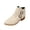 Beige, variant on Suede Ankle Boots for Women Low Block Heel Side Zipper Stacked Short Fashion Boots Double Metal Buckle Straps Non Slip Casual Dress Ankle Boots for Daily Outdoor Wear Beige 36