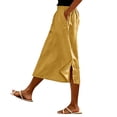 thumbnail image 2 of Skirts for Women Midi Length Casual Side Button Skirt High Waisted Long Flowy Skirt Summer Beach Skirts 2XL, 2 of 7
