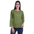 thumbnail image 1 of Moomaya Printed Button Placket Full Sleeve Top Round Neck WoMen's Casual Summer Tunic, 1 of 6