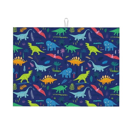 

Dish Drying Mats for Kitchen Counter - Dinosaur Palms Tropical Leaves 18x24in Dish Drying Pad Coffee Mat with Hanging Loop Super Absorbent Kitchen Counter Mat Coffee Bar Accessories