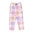 thumbnail image 4 of Junzan Heart Buffalo Plaid Women'S Pajama Pants Drawstring Comfy Sleep Bottoms With Pockets, 4 of 9