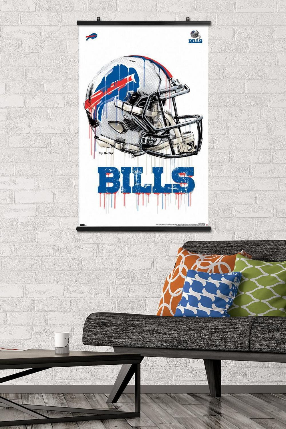 NFL Buffalo Bills - Drip Helmet 20 Wall Poster with Magnetic Frame, 22.375" x 34"