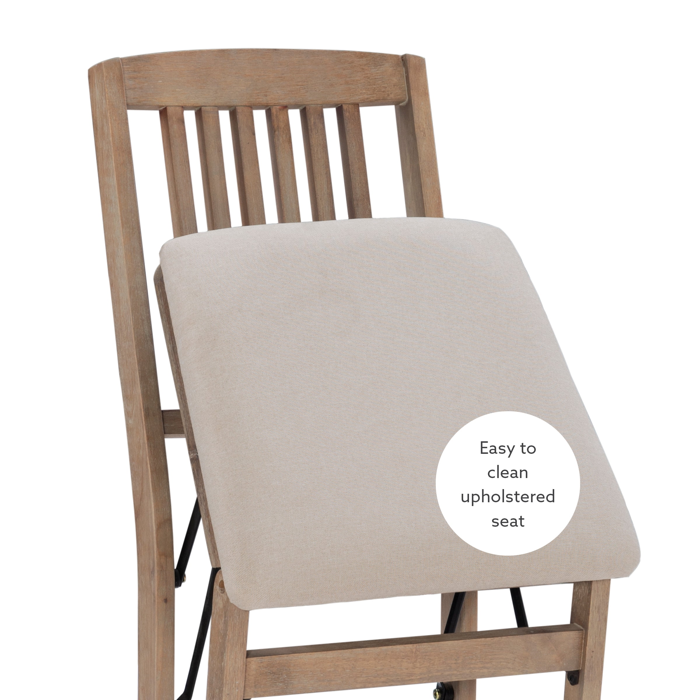 Linon Lafitte Folding Dining Chair, Set of 2, Graywash/Beige