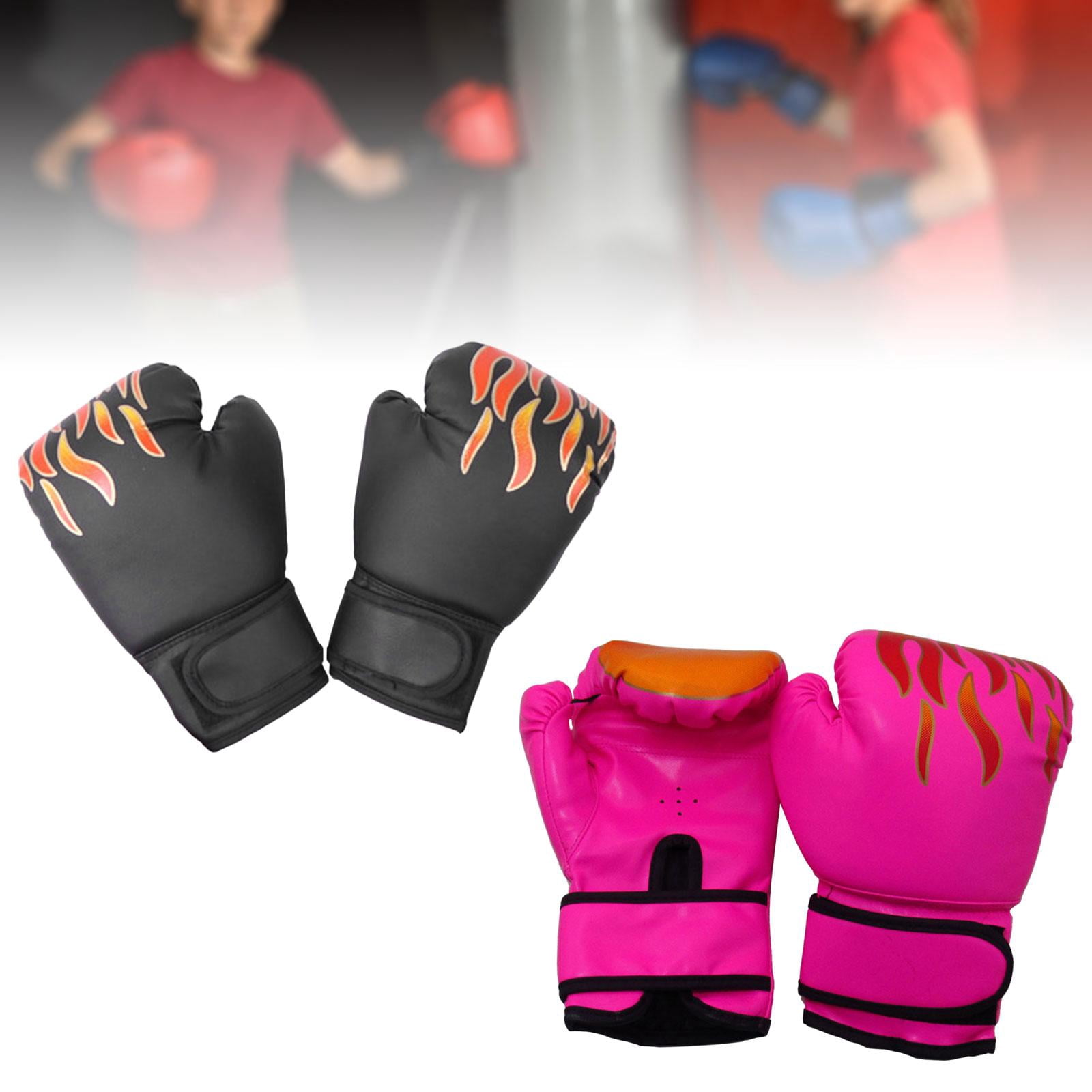 harayaa 2 Pair of Kids Boxing Gloves Punching Gloves Birthday Gift PU Leather Breathable Pink and Black