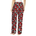 thumbnail image 3 of Fotbe Red Floral Women's Pajama Pants,Sleepwear Pants,Pj Bottoms Drawstring And Pockets-Small, 3 of 9