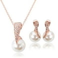 thumbnail image 3 of Yesbay Wedding Jewelry Set Bride Rose Gold Crystal Faux Pearl Pendant Necklace Earrings,Jewelry Set, 3 of 8