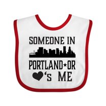 Inktastic Portland Oregon Someone Loves Me Skyline Boys or Girls Baby Bib
