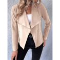 thumbnail image 4 of Chaquetas de Ante Sintético para Mujer, Ropa de Moda de Otoño, Larga, Frente Abierto, Abrigo Corto, Prenda Exterior Color Albaricoque L, 4 of 8