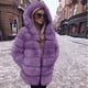 thumbnail image 1 of Abrigo y chaquetas de piel sintética con capucha y manga larga para mujer, de retazos de imitación, de longitud media, con capucha, para mujer, 1 of 5