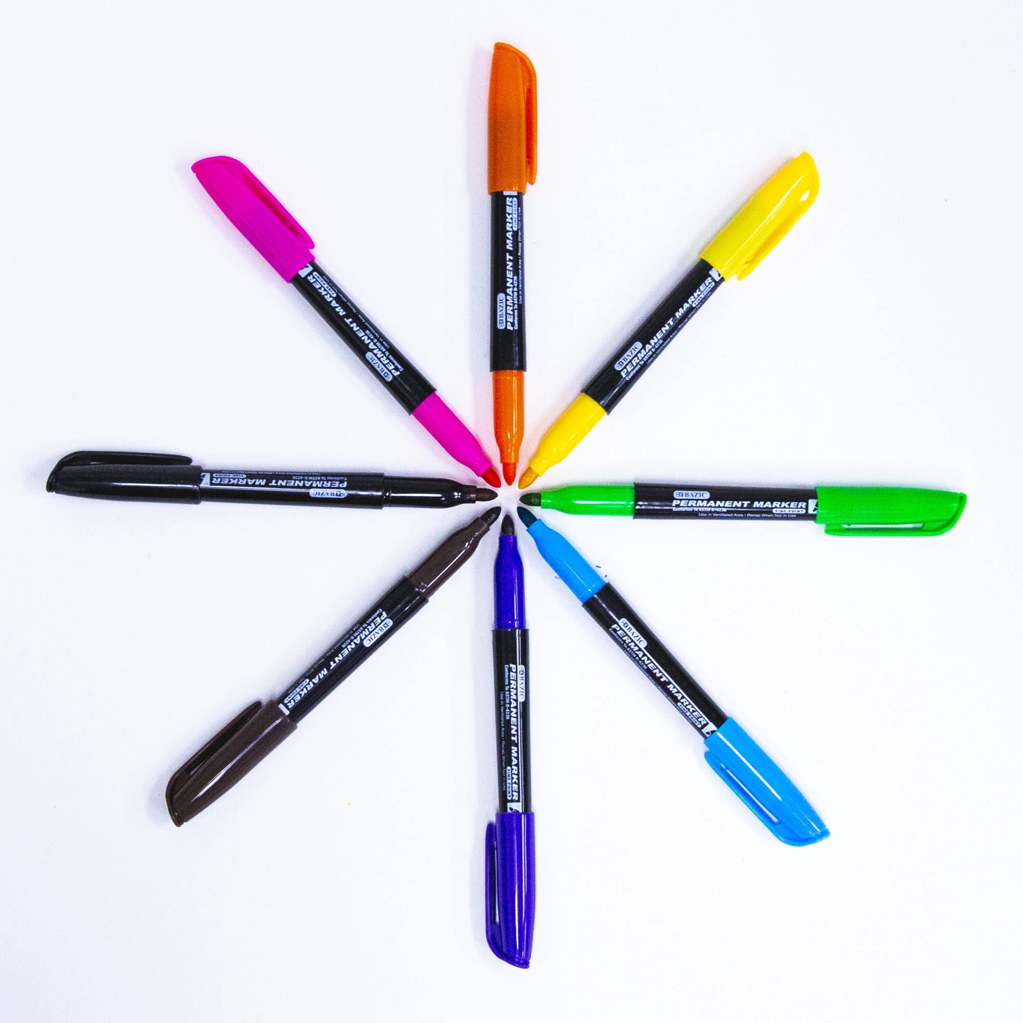 BAZIC Permanent Marker Fine Line Black Markers (8/Pack), 24-Packs
