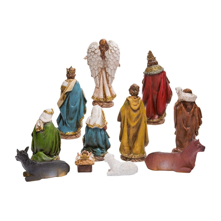 Kurt Adler 6.25 Inch Resin Nativity Figurine Set - 8 Piece Christmas Holy Family Scene | Glossy Finish Decor