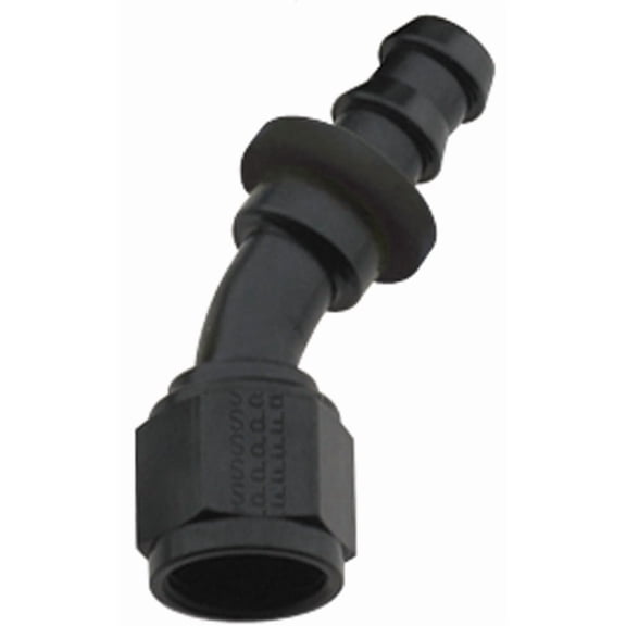 Hose Fitting #6 30 Deg Push Lock Black