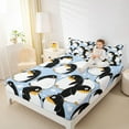 thumbnail image 4 of jejeloiu Cute Cartoon Penguin Twin Sheet Sets,Ntarctic Wild Animal Twin Fitted Sheet,White Blue Black Flat Sheet For Girls Boys,Microfiber Bedroom Decor,3pcs, 4 of 7