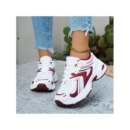 Women’s Thick Sole Sneakers – Lightweight Casual & Fashionable White Chunky Design Running Shoes