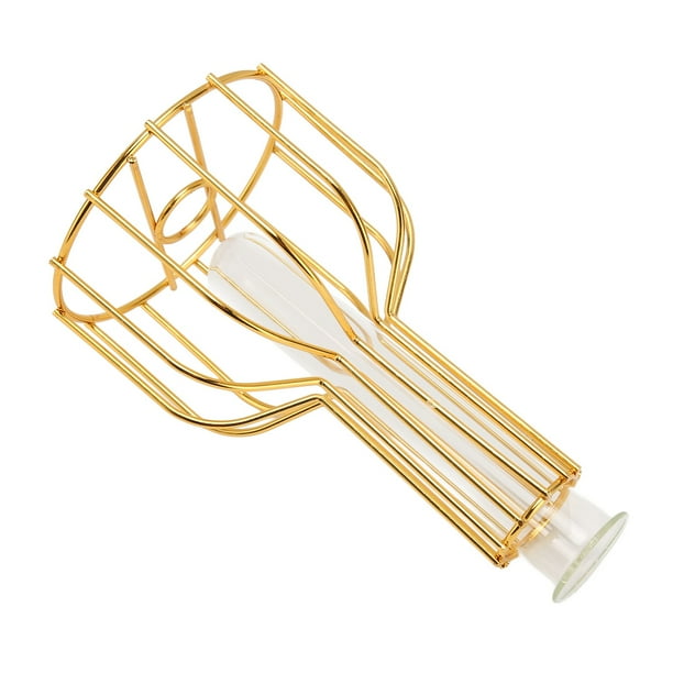 Florero De Tubo De Ensayo, Diseño Separado, Estilo Hueco, Apariencia Dorada, Florero De Metal De Vidrio De Hierro, Moderno Y Elegante Para El Hogar