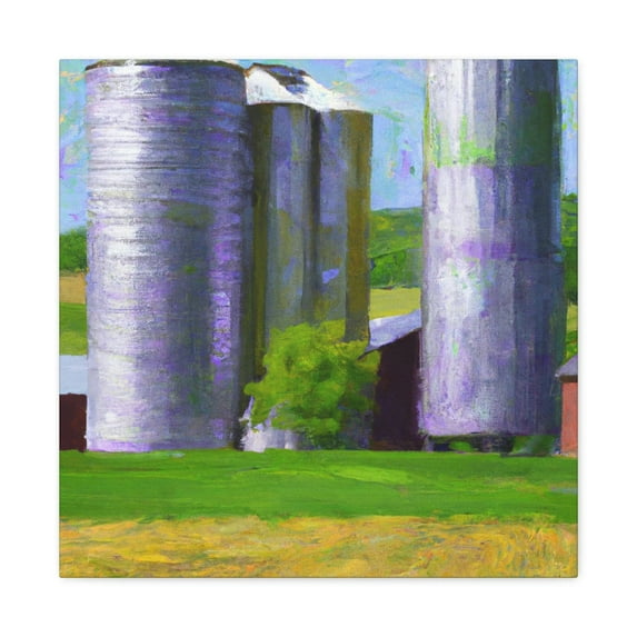 Silo in Moonlight Scene - Canvas