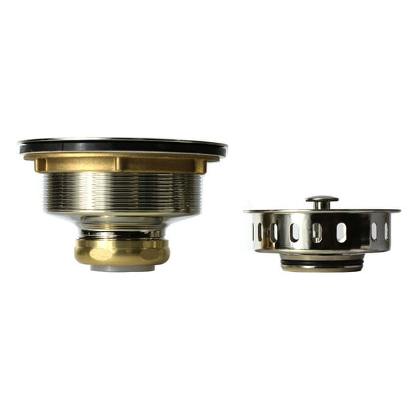 Thrifco Plumbing 4405723 Kitchen Basket Strainer Assembly Single Post with Beveled Base & O-Ring (Satin Nickel)