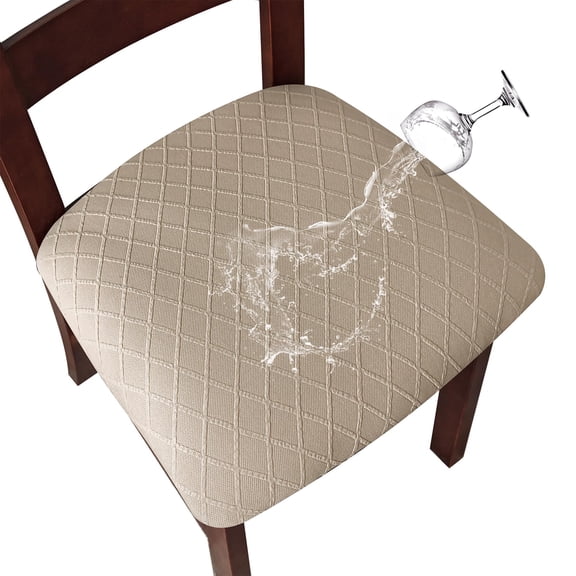 Waterproof chair covers for dining room, breathable kitchen chair slipcovers, anti-pilling fabric, secure fit with elastic ties, beige, 4 pcs