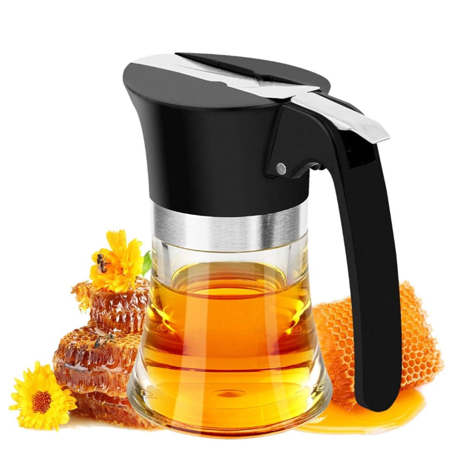 BIMZUC 3.38 oz Stainless‑Steel Syrup Dispenser – Easy‑Clean Honey Jar for Chocolate, Peanut Butter, Maple & Caramel