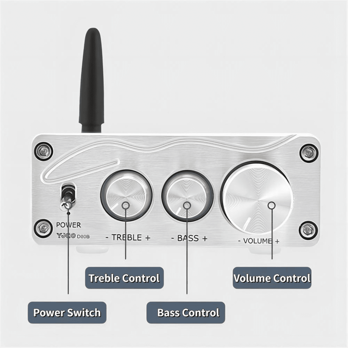 HiFi Sound Amplifier MA12070 80Wx2 Bluetooth 5.0 Stereo Audio Power Amplifier for Home Theater Karaoke Amplifiy-Silver