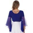 thumbnail image 2 of CHICTRY Womens Lace-up Belly Dance Tops V Neck Mesh Long Flare Sleeve Shawl Shrug Bolero Dancewear Royal Blue One Size, 2 of 7