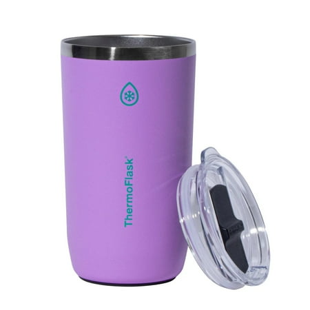 ThermoFlask Stainless Steel Insulated Coffee Mug Set, 2 Pack (Purple/Green)