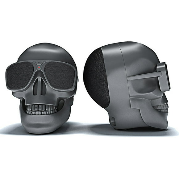 Metal Glasses Skull Bluetooth Speaker Wireless Speakers Support Rechargeable Portable Stereo Speakers for iPhone iPad Smartphone Tablet PC Computer -Color Black