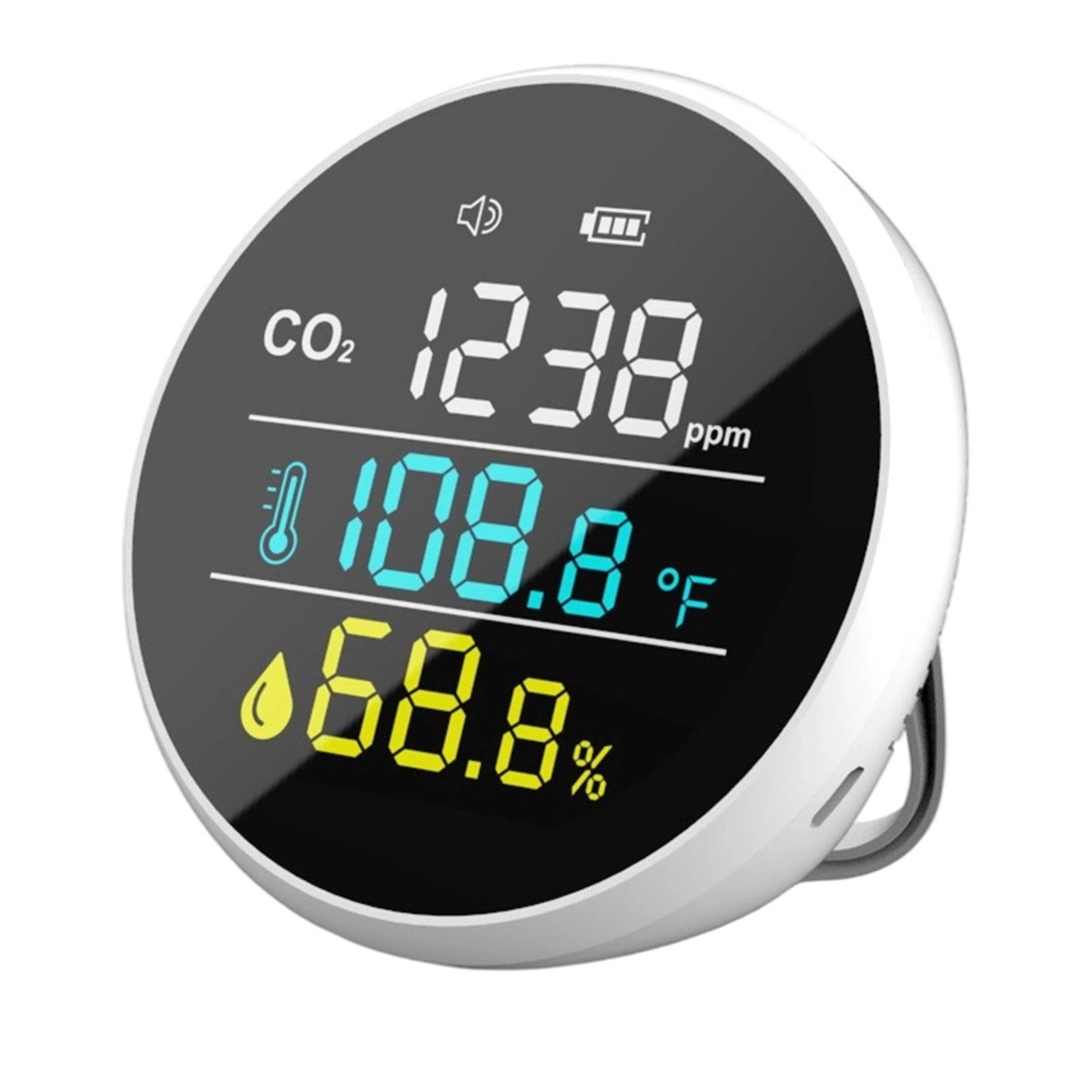 Wall Mount Air Quality Monitor With CO2 Detection And Live Display Suitable For Indoor Dampness Temperature And Warnings