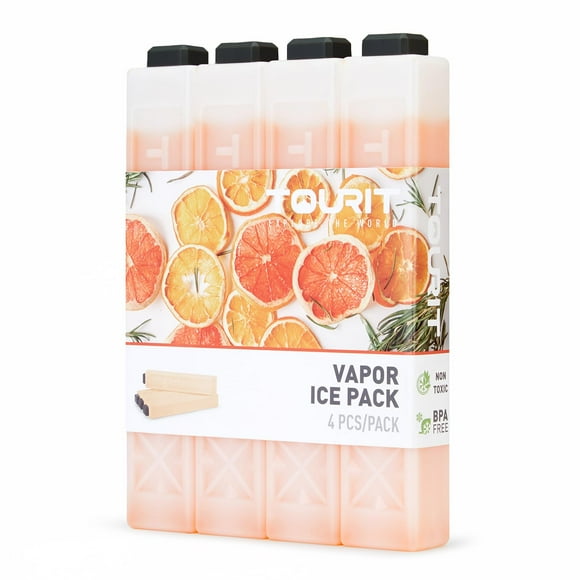 Juego de 4 unidades de gel refrigerante reutilizables Ice Packs TOURIT, color naranja