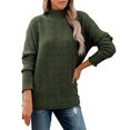 thumbnail image 2 of DondPO Sweaters for Women Turtleneck Sweater Women Womens Half Turtleneck Long Sleeve Pullover Sweater Solid Color Temperament Knit Top Long Sleeve Shirts Womens Tops Green M, 2 of 5