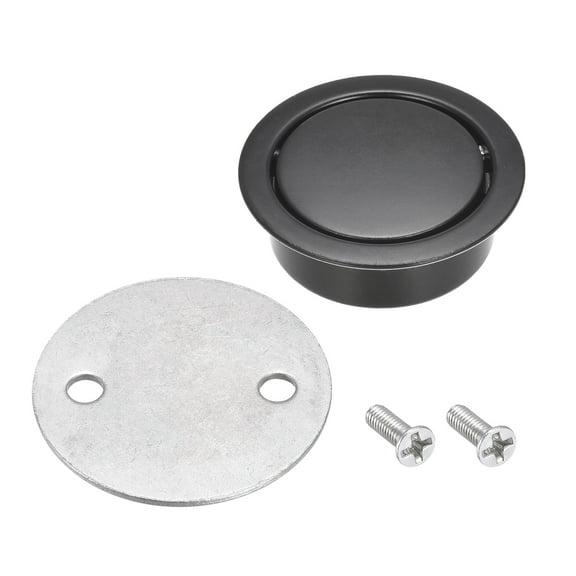 Finger Flush Pull Handle Outer Dia. 42mm/1.65" Black with Plates 2 Pack